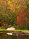 Boat at Pond in Rural New England  Maine  USA