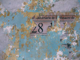 Worn Poster on Ancient Wall  Oaxaca  Mexico