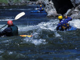 Kayakers at Velvet Falls  Salmon River  Frank Church River of No Return Wilderness  Idaho  USA