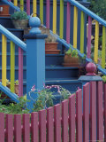 Colorful Fence and Stair Railing  Pacific Grove  California  USA