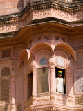 Man in Window of Fort Palace  Jodhpur at Fort Mehrangarh  Rajasthan  India