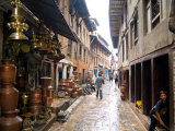 Wet Back Street Scene in Bhaktapur Town  Kathmandu  Nepal