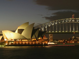 Sydney Opera House and Harbor Bridge at Night  Sydney  Australia