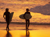 Surfers at Sunset  Gold Coast  Queensland  Australia