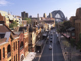 Historic Buildings and Sydney Harbor Bridge  The Rocks  Sydney  Australia