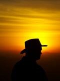 Man in Akubra at Sunrise  Mount Buffalo National Park  Victoria  Australia