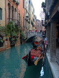 Gondolas along Canal  Venice  Italy