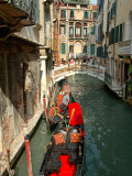 Gondolas along Canal  Venice  Italy