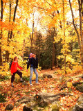 Young Family with Baby Hiking in Autumn