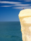 Person on Cliff Top  Tunnel Beach  Dunedin  New Zealand