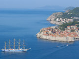 Aerial View of Medieval Walled City and Royal Clipper  Dubrovnik  Croatia