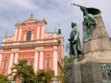 Statue of Poet  Preseren  in Preseren Square  Ljubljana  Slovenia