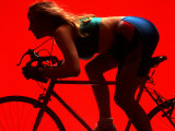 Woman Exercising on Bike