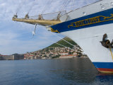 Royal Clipper in Harbor with View of Old Town  Dubrovnik  Croatia
