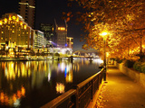 Southbank  Yarra River  and Flinders Walk  Melbourne  Victoria  Australia