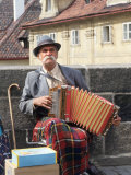 Polka Performer with Accordion on the Charles Bridge  Prague  Czech Republic