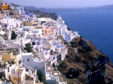 Mountains with Cliffside White Buildings in Santorini  Greece