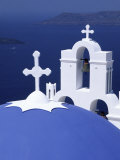 Dome and Crosses of Greek Church  Santorini  Greece
