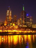 Yarra River  Flinders Street Station and CBD  Melbourne  Victoria  Australia