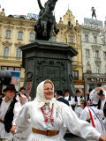 Folk Performers in Trg Jelacica  Lower Town  Zagreb  Croatia