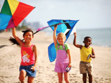 Children Flying Kites on the Beach