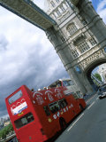 Tower Bridge with Double-Decker Bus  London  England