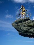 Mountain Biker and Rock Tor  Dunstan Mountains  Central Otago