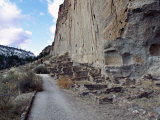 Ancient Anasazi Ruins and Cliff Dwellings in Rock  Bandlelier National Monument  New Mexico  USA