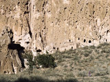 Ancient Anasazi Ruins and Cliff Dwellings in Rock  Bandlelier National Monument  New Mexico  USA