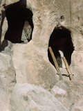 Ancient Anasazi Ruins and Cliff Dwellings in Rock  Bandlelier National Monument  New Mexico  USA