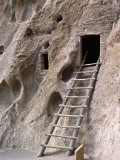 Ancient Anasazi Ruins and Cliff Dwellings in Rock  Bandlelier National Monument  New Mexico  USA