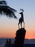 Sunset Near the Deer Monument at the Olas Altas  Mazatlan  Mexico