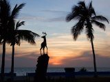 Sunset Near the Deer Monument at the Olas Altas  Mazatlan  Mexico