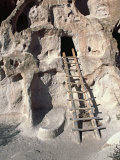 Ancient Anasazi Ruins and Cliff Dwellings in Rock  Bandlelier National Monument  New Mexico  USA