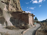 Ancient Anasazi Ruins and Cliff Dwellings in Rock  Bandlelier National Monument  New Mexico  USA