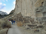 Ancient Anasazi Ruins and Cliff Dwellings in Rock  Bandlelier National Monument  New Mexico  USA