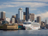Skyline with Cruise Ship from Elliott Bay  Seattle  Washington  USA