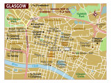 Map of Glasgow  United Kingdom  Europe