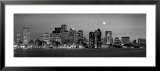 Black and White Skyline at Night  Boston  Massachusetts  USA
