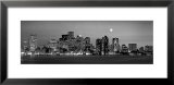 Black and White Skyline at Night  Boston  Massachusetts  USA