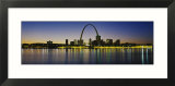 City Lit Up at Night  Gateway Arch  Mississippi River  St Louis  Missouri  USA