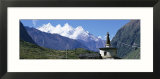 Manaslu Trek  Chorten  View of a Temple at the Base of a Mountain  Nepal