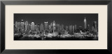 West Side Skyline at Night in Black and White  New York  USA