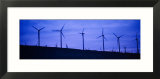 Wind Turbines in a Row at Dusk  Palm Springs  California  USA