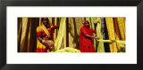 Portrait of Two Mature Women Working in a Textile Industry  Rajasthan  India