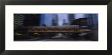 Electric Train Crossing a Bridge  Chicago  Illinois  USA