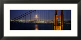 Suspension Bridge Lit Up at Night  Golden Gate Bridge  San Francisco  California  USA