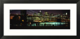 Brooklyn Bridge Lit Up at Dusk  East River  Manhattan  New York City  New York  USA