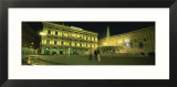 Fountain in Front of Buildings Lit Up at Night  Piazza de Ferrari  Genoa  Italy