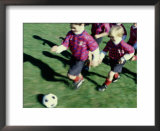 "Children Playing Soccer" Pre-made-framed Framed Art Print